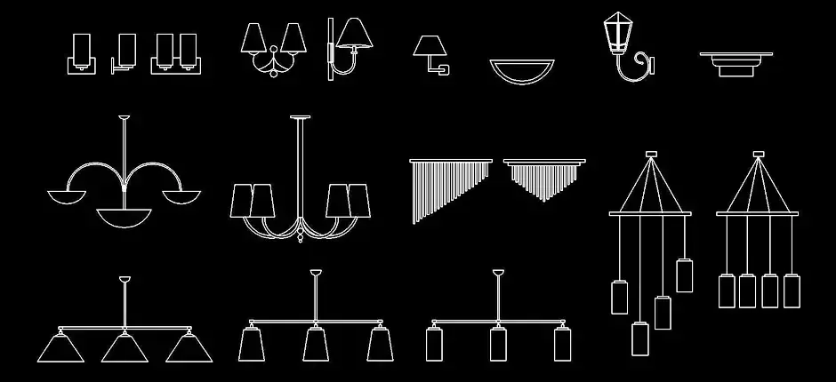 Télécharger des blocs DWG gratuits : lampes et luminaires de plafond dynamiques