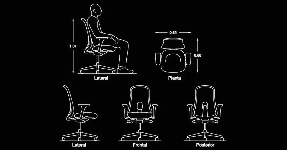 Télécharger des blocs gratuits de chaises ergonomiques de bureau DWG