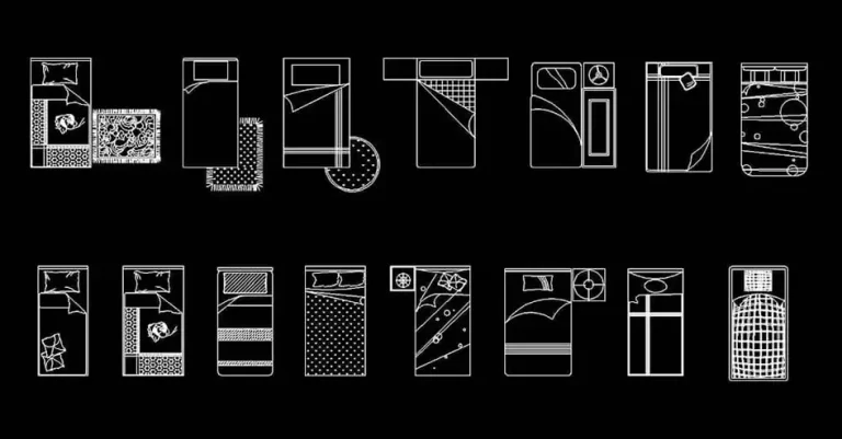 Télécharger des blocs gratuits de lits individuels avec chevets en plan DWG