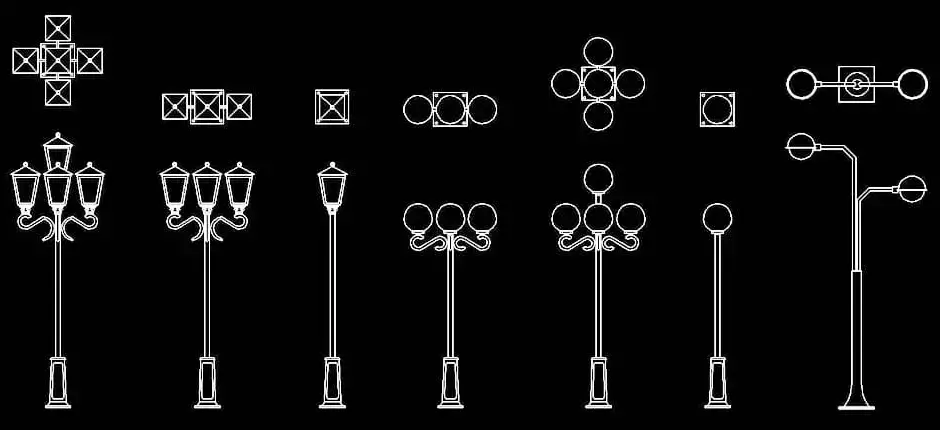 Télécharger des blocs gratuits de luminaires publics en élévation et en plan DWG