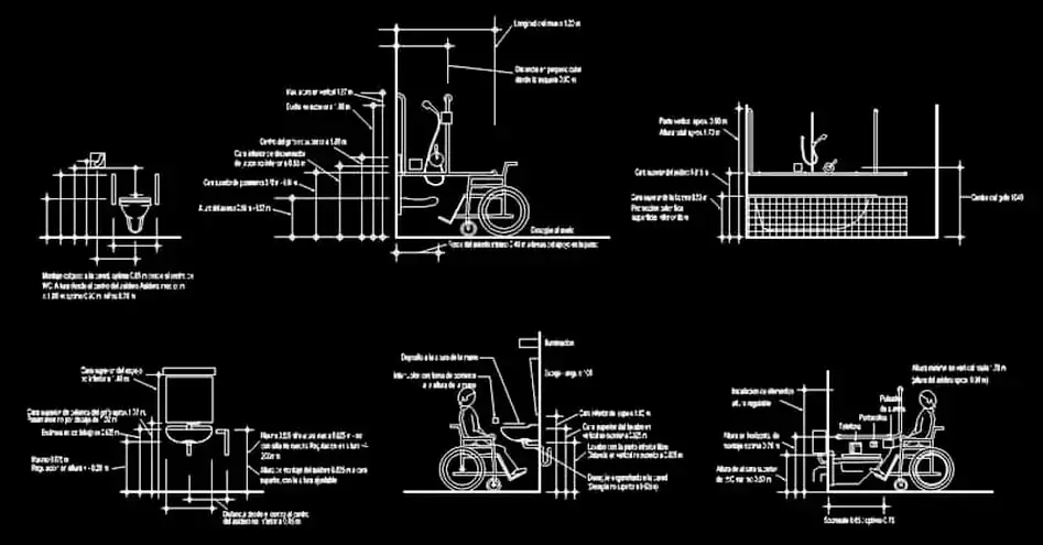 Télécharger des blocs gratuits de salle de bain accessible en élévation DWG