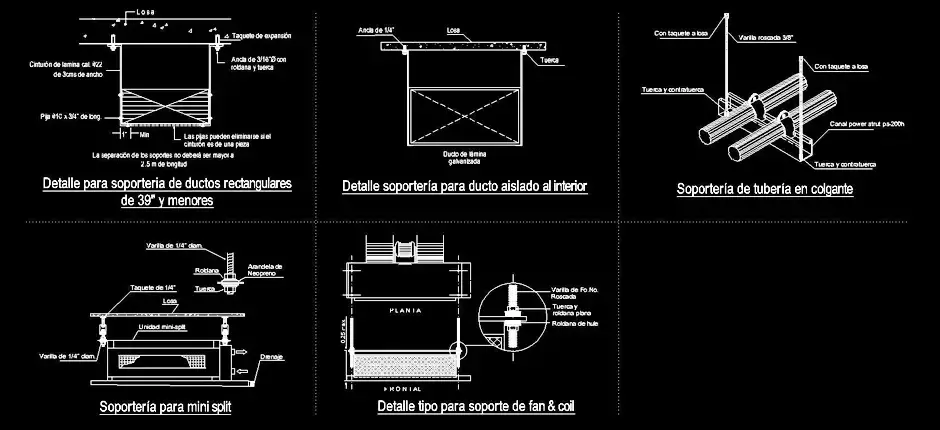 Télécharger des blocs gratuits de supports HVAC pour gaines et tuyauteries DWG