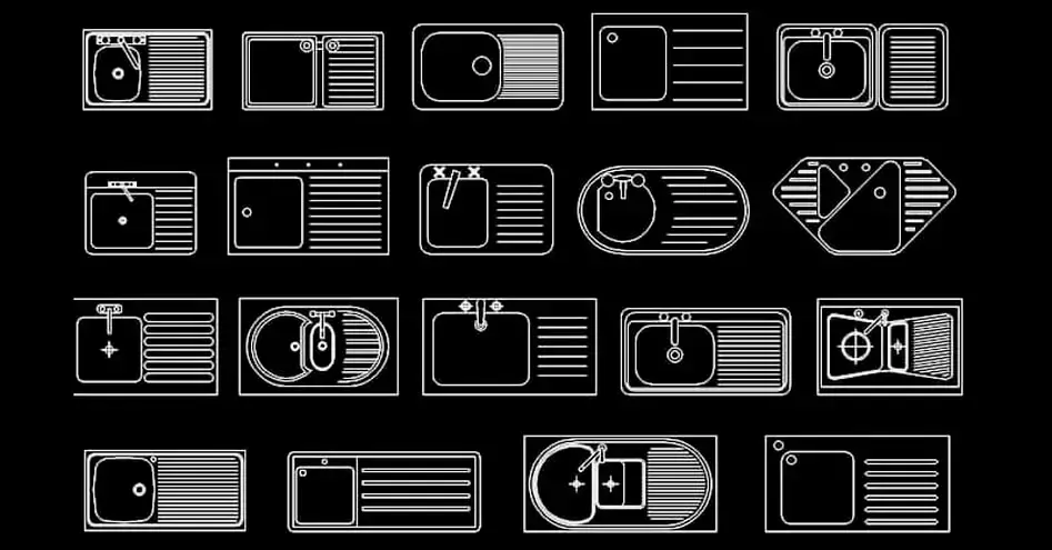 Télécharger des blocs gratuits d’éviers simples avec égouttoir DWG