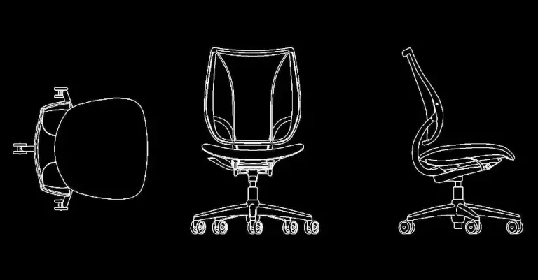 Télécharger un bloc gratuit de chaise pour bureau avec vues complètes DWG