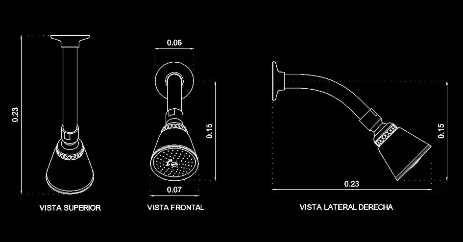 Télécharger un bloc gratuit de douche fixe murale DWG
