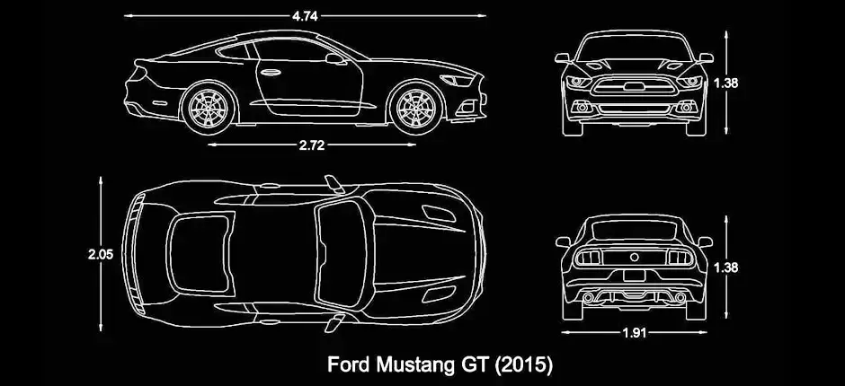 Télécharger un bloc gratuit de Ford Mustang GT DWG