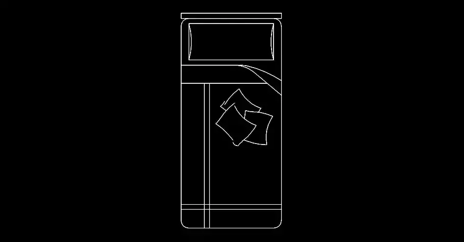 Télécharger un bloc gratuit de lit individuel moderne en plan DWG