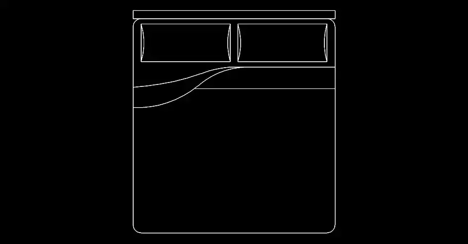 Télécharger un bloc gratuit de lit Queen Size en plan DWG