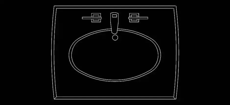 Télécharger un bloc gratuit de petit lavabo carré avec robinets DWG