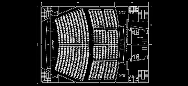 Télécharger un plan d’auditorium avec 586 sièges gratuit DWG